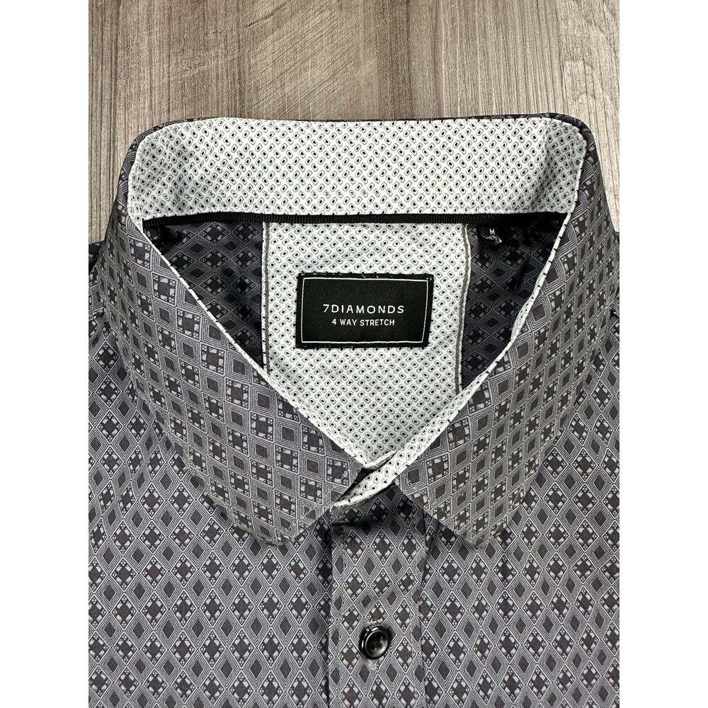 7 Diamonds Flawless 4 Way Stretch Woven Shirt Gray Charcoal — Medium - Picture 6 of 9